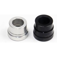 Silver and black Hope Pro 2/4/Evo hub conversion kits with cylindrical shape and grooved design.