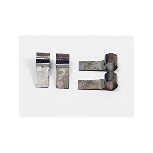 Four metal pawl springs in silver and gray tones, designed for bicycle components, showcasing a sturdy, durable construction for enhanced performance.