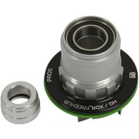 Silver Hope Pro 5 12-Speed Freehub for SRAM XDR with black and green accents, cylindrical shape, and bearings.