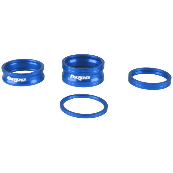 Blue aluminum Hope Space Doctor Set featuring three precision-engineered spacers, each with a sleek finish and engraved logo for enhanced aesthetics and performance.