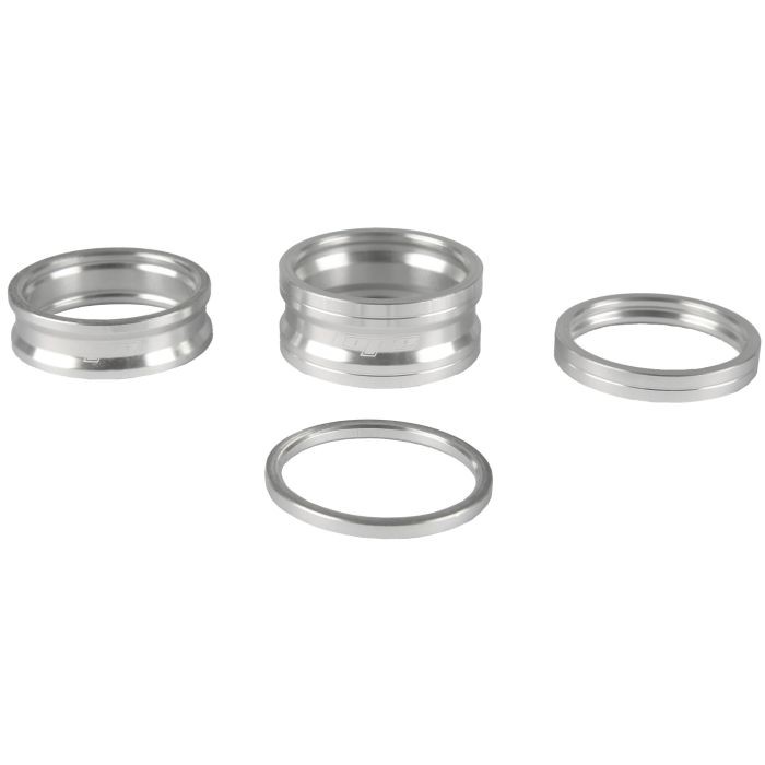Silver Hope Space Doctor Set featuring four aluminum rings with varying widths and smooth finishes, designed for bicycle maintenance and customization.
