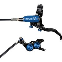 Black and blue Hope Tech 4 EVO GR4 bike brakes with hydraulic lever and dual-piston caliper.