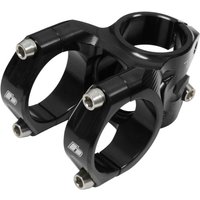 Black Hope Trail Stem, 50mm length, 31.8mm clamp diameter, with silver bolts and sleek, angular design.