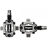Black Hope Union Race Clip Pedals with silver accents, rectangular shape, and four bolt design.