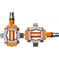 Orange Hope Union Race Clip Pedals with silver accents and logo, featuring a robust design and adjustable tension.
