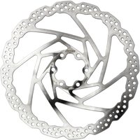 Silver Hope Universal Fixed 6-Bolt Rotor, 180mm, with a wavy design and perforated edges for bicycle disc brakes.