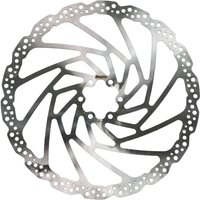 Hope Universal Fixed 6-Bolt Rotor, 220mm, silver with spiral cutouts and perforated edge design.