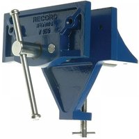 Blue Irwin Record woodcraft vice with silver handle and clamp, 150mm size, sturdy metal construction.