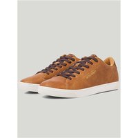 Cognac Jack & Jones men's sneaker with brown laces, white sole, and suede finish, size 41.