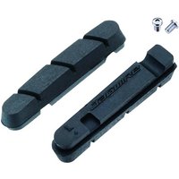 Black Jagwire pad inserts for SRAM and Shimano road brakes, featuring grooved design and included mounting screws.