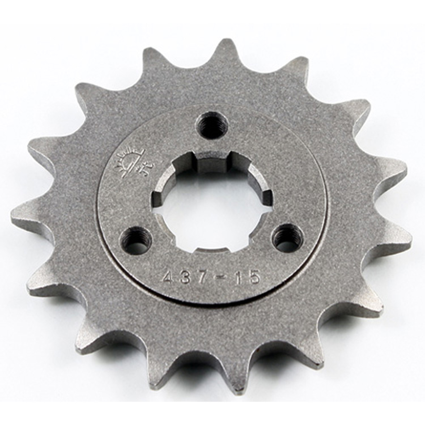 Steel front sprocket with 13 teeth, featuring a natural metallic finish and a central hole for mounting, marked with "A.37-15" for identification.