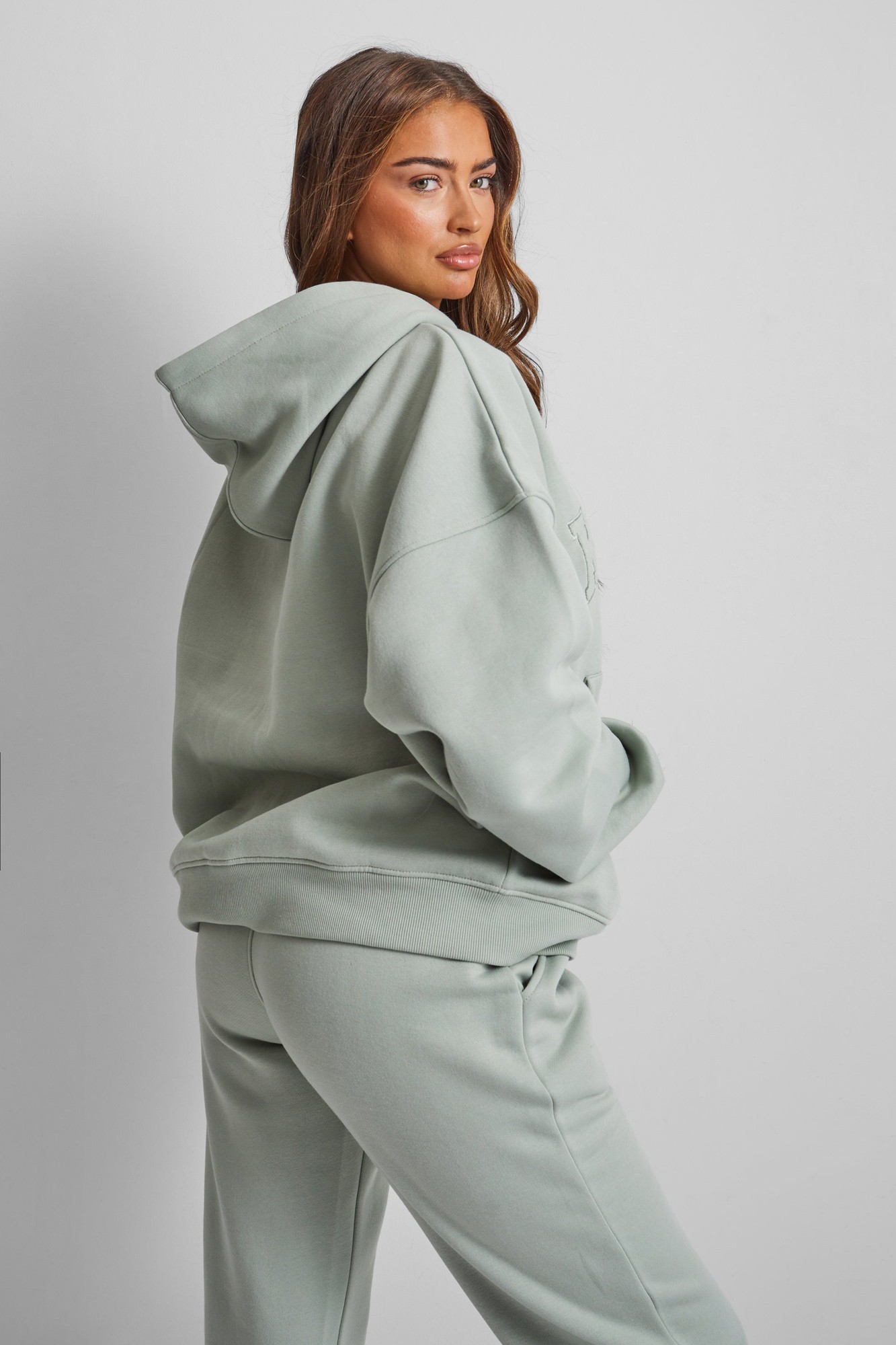 Kaiia Wide Leg Sweat Pants in Sage Green - image 5