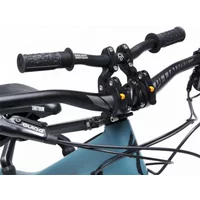 Black Kids Ride Shotgun Pro child bike seat handlebars with rubber grips and adjustable clamps attached to a bike frame.