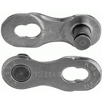 KMC 12NR EPT Chain Missing Link, silver metal, two-piece connector with oval cutouts and engraved text.