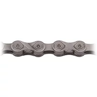 Silver KMC E10 E-Bike Chain, 10-speed with smooth, interlocking links and a sleek metallic finish.