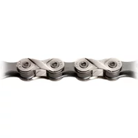 KMC X8 8-speed chain, 114 links, silver and grey finish, durable metal construction with interlocking plates.