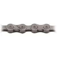 KMC X9 9-speed bike chain, 114 links, grey finish with intricate link design.