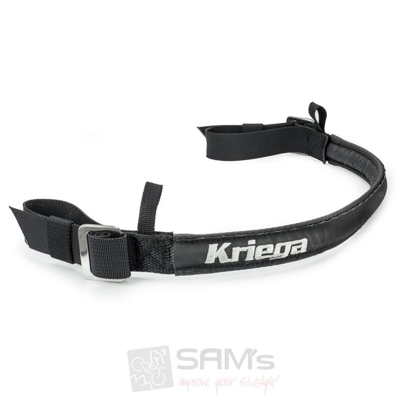 Black nylon haul loop with a padded grip, featuring adjustable straps and a metal buckle, prominently displaying the "Kriega" logo in white.