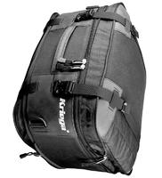 Kriega KS40 Travel Bag in black, made from durable material, featuring adjustable straps, a zippered compartment, and a sleek, compact design for organization.