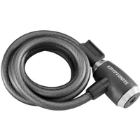 Black Kryptonite Kryptoflex 1218 key cable lock, 12 mm thick, 180 cm long, with a silver-accented lock head.