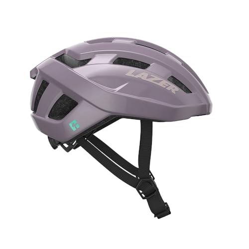 Lazer Tempo KinetiCore Helmet in mulberry color, featuring a sleek design, ventilation slots, and an adjustable strap for a secure fit.