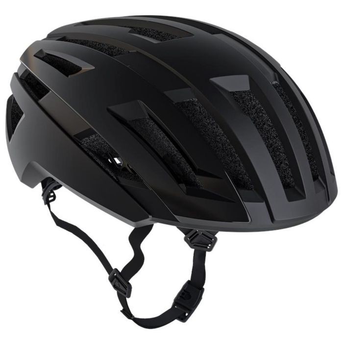 Black Leatt Endurance 5.0 MTB helmet with a sleek design, featuring multiple ventilation slots, adjustable straps, and a lightweight construction, suitable for head sizes 55-59cm.