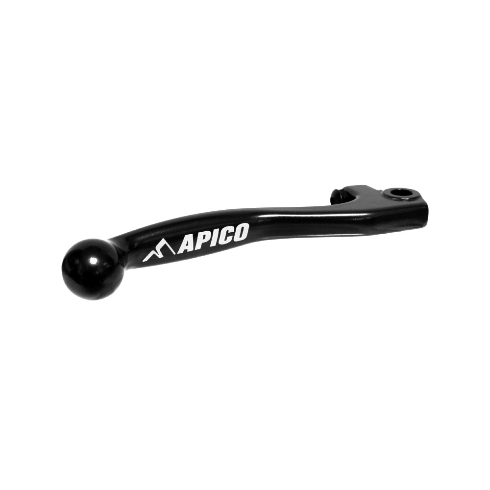 Black Apico Elite brake lever with a smooth finish, featuring a rounded ball end and the "APICO" logo in white, designed for various Honda CRF models from 2002 to 2026.