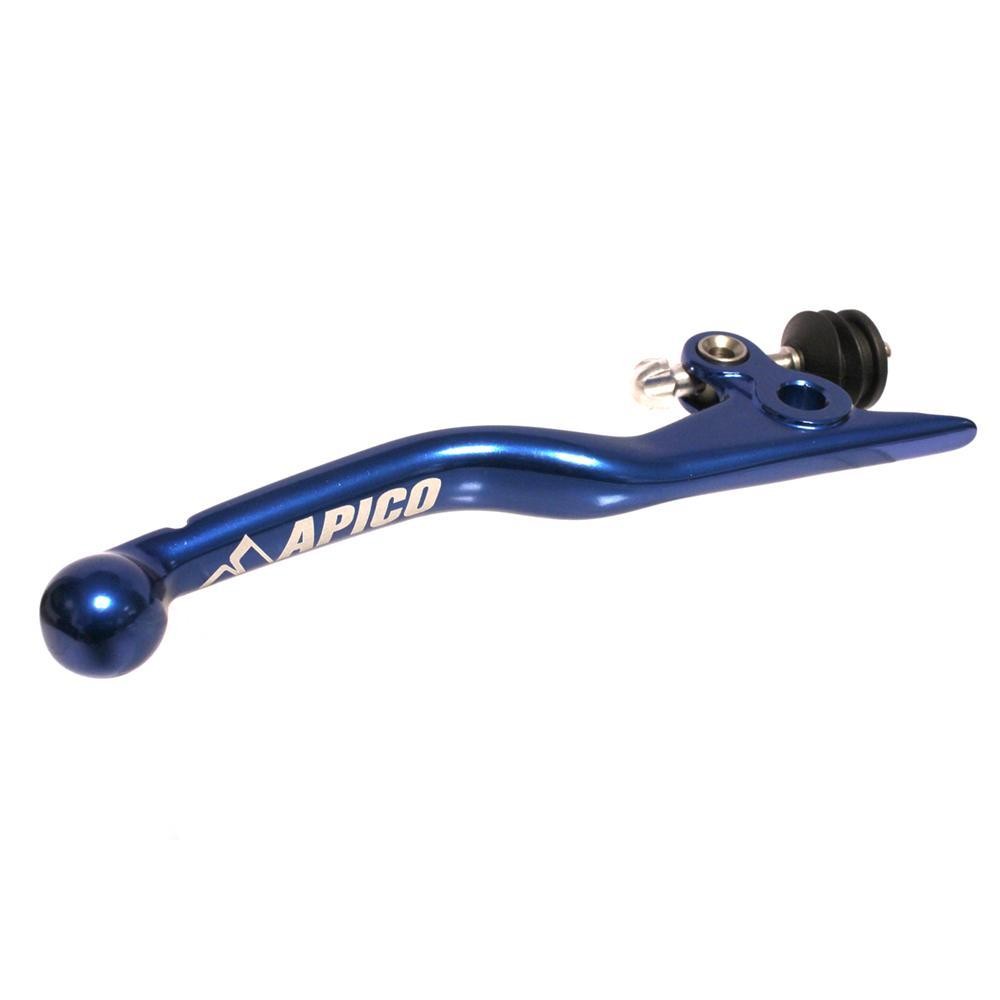 Apico Elite Brake Lever in vibrant blue, featuring a sleek design with a rounded end, adjustable components, and the "APICO" logo prominently displayed.