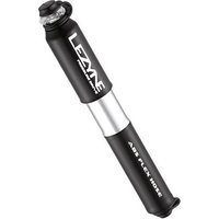 Black and silver Lezyne hand pump with ABS Flex Hose, compact design, and ergonomic handle.