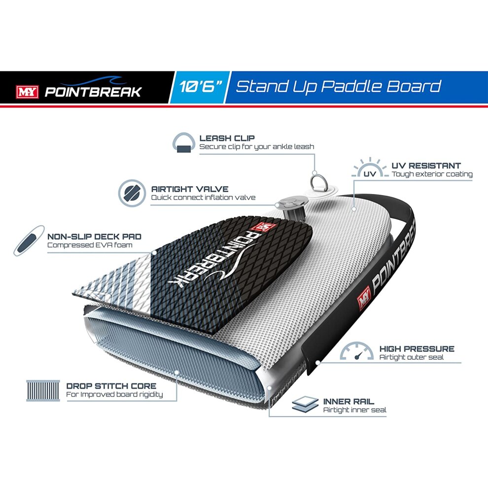 M.Y Toys Pointbreak Black and White Stand Up Paddleboard Set - image 4