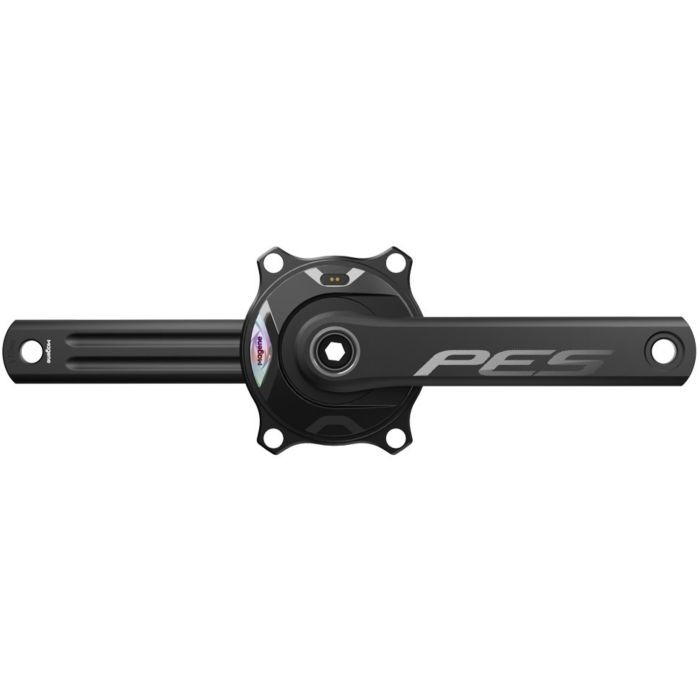 Black Magene PES P515 power meter crank set, 172.5mm length, featuring a sleek design with a silver logo, integrated power sensor, and a sturdy aluminum construction.
