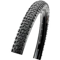 Black Maxxis Aggressor folding bike tyre with knobby tread pattern, 120 TPI, Dual DD TR, 2.5 inch width, 29 inch diameter.