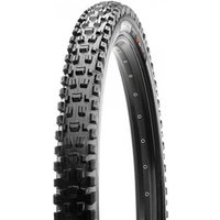 Black Maxxis Assegai MTB tyre with knobby tread, folding design, 3C MaxxTerra compound, EXO+ protection, tubeless ready.