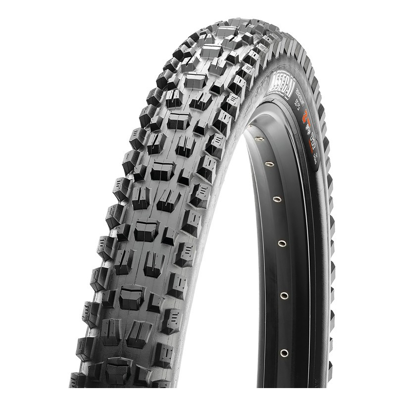 Maxxis Assegai tyre featuring a rugged tread design, black rubber material, 2.6-inch width, 29-inch diameter, and labeled with EXO Plus and 3C Maxx Terra specifications.