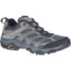 Men's Merrell Moab 3 hiking shoes in granite grey, featuring a durable mesh upper, reinforced toe cap, and rugged Vibram outsole for traction. Size 7.5 regular.