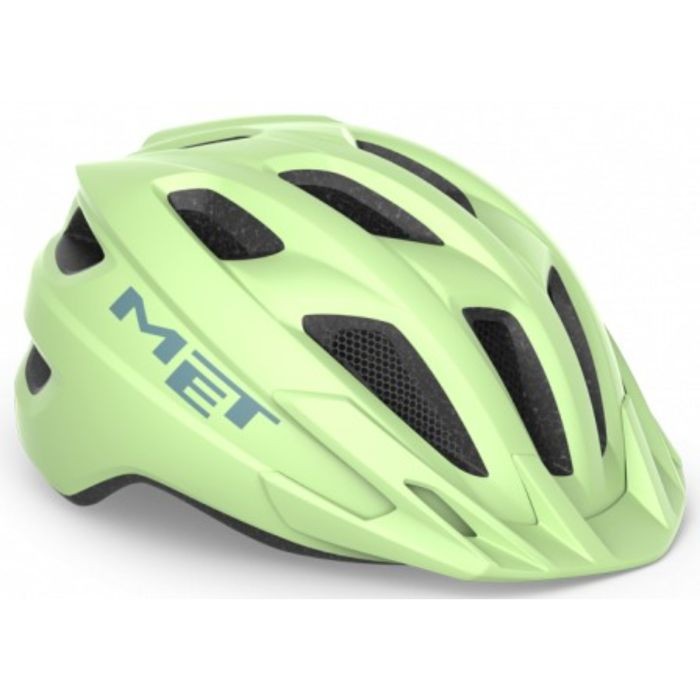 Mint green MET Crackerjack MIPS kids helmet featuring multiple ventilation slots, a sleek design, and bold MET branding on the side.