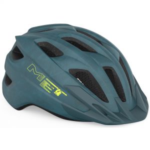 Petrol matte kids' helmet featuring a sleek design, multiple ventilation holes, and reflective MET logo for visibility and safety.