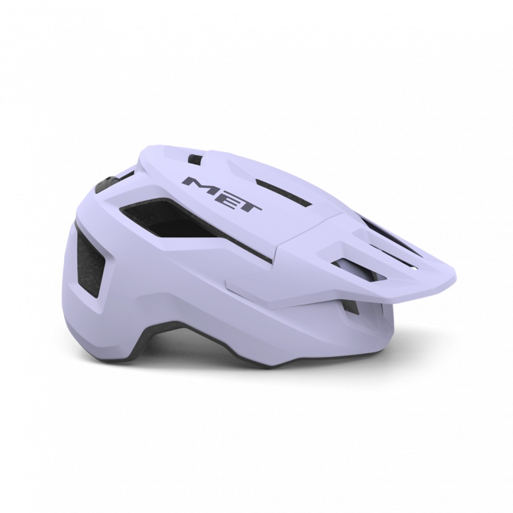 Lilac MET Shelter Youth Helmet featuring a sleek design, ventilation slots, and a visor, made from durable materials for safety and comfort.