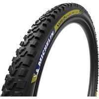 Michelin Wild Enduro Racing Line rear tyre, black with blue and yellow accents, knobby tread, 2.4 inch, 29 inch diameter