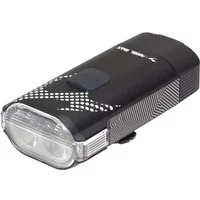 Black Moon Rigel Max rechargeable front light with dual LED bulbs and textured grip design.