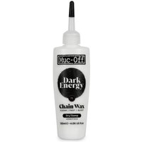 White Muc-Off Dark Energy Chain Wax bottle, 120ml, with black nozzle and bold black label text.
