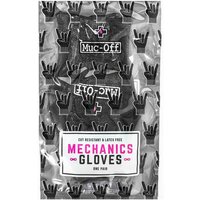 Black Muc-Off Mechanics Gloves in packaging with logo and rock hand pattern, size X-Large.