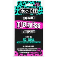 "Muc-Off Ultimate Tubeless Kit in black and teal packaging with bold pink and white text."