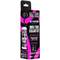 Black and pink Muc-Off inner tube sealant kit box with bold text and product image on front.