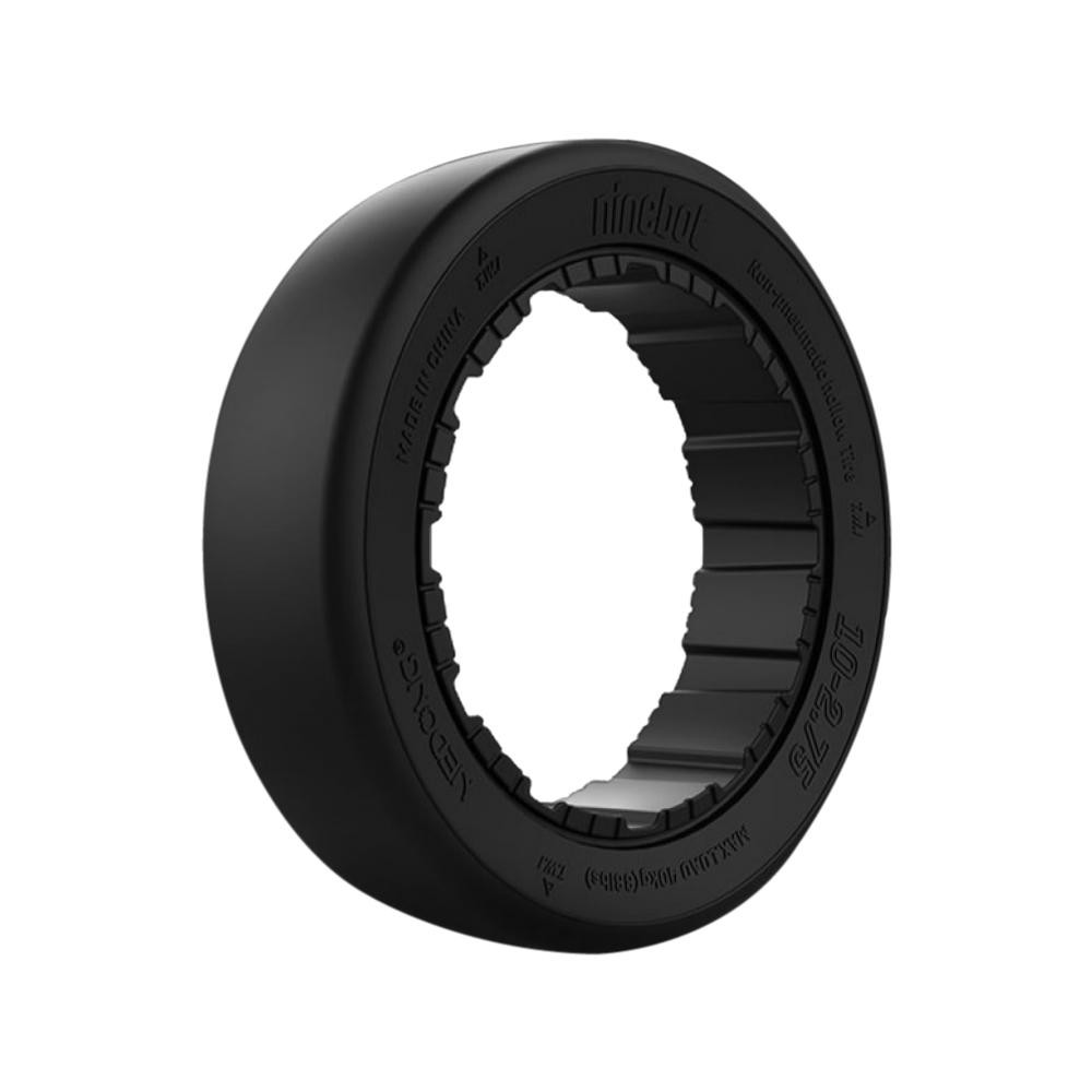 Black rubber rear tyre designed for the Ninebot Gokart Pro, featuring a textured surface and inner grooves for enhanced grip and performance during drift racing.