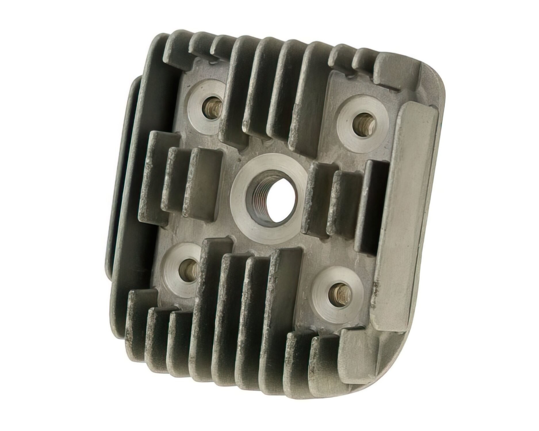 Naraku 70cc cylinder head for TGB 101R, featuring a square aluminum design with multiple cooling fins and threaded holes for installation.