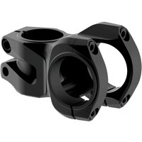 Black OneUp Components 50mm bike stem with sleek, angular design and four-bolt faceplate.