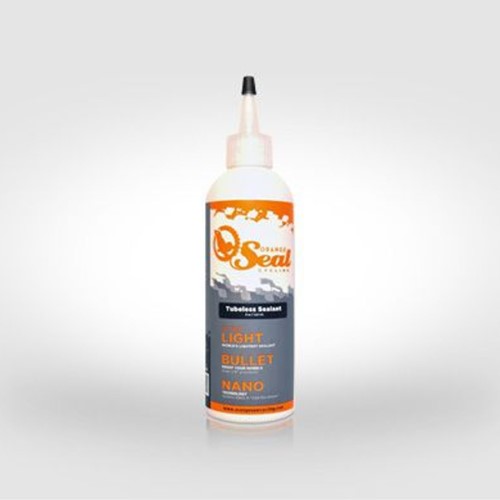 Orange Seal Sealant Refill in a 16oz bottle, featuring a white body with an orange and gray label, and a pointed nozzle for easy application.