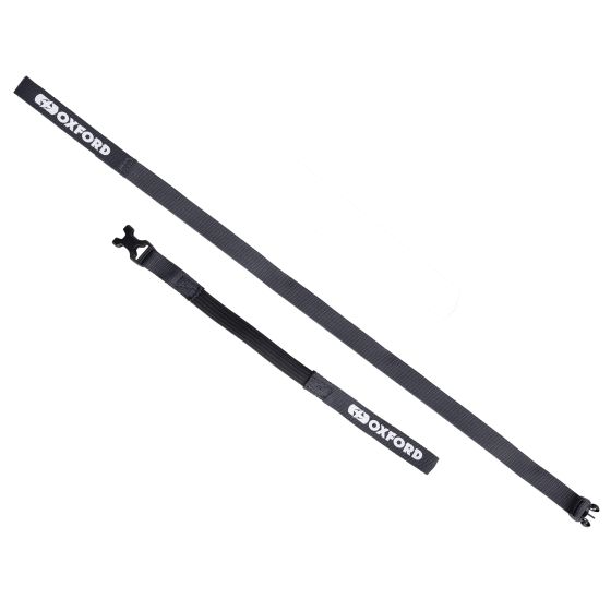 Dark grey and black Oxford Atlas B-Clip self-tensioning straps, measuring 17 mm x 2 inches, featuring durable material and a secure clip design.