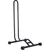 Black Oxford Deluxe Bicycle Display Stand with a tall looped frame and sturdy base.